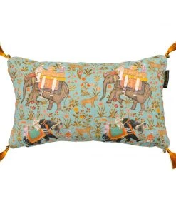 Mind The Gap Indigena Hindustan Aquamarine Linen Cushion Small