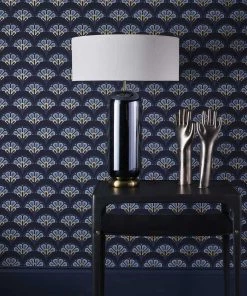 Liberty Fabrics New Deco Scallop Wallpaper In Lapis
