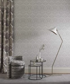 Liberty Fabrics Lanthe Mono Wallpaper In Pewter White New