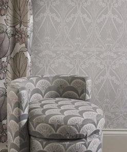 Liberty Fabrics Lanthe Mono Wallpaper In Pewter White New