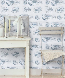 Thedesignyarduk Blue Skies Ahead Lobster Taupe Wallpaper