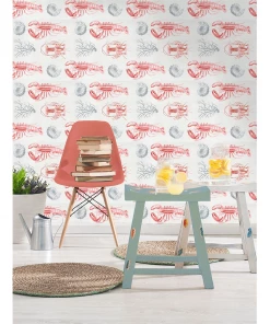 Thedesignyarduk Blue Skies Ahead Lobster Taupe Wallpaper