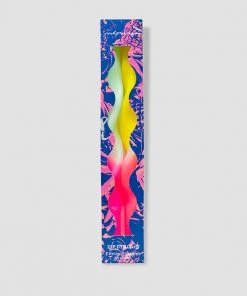 Pink Stories Homeware Neon Dip Dye Curly Dinner Candle, Miami Edition