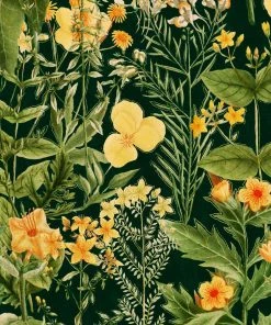 Mind The Gap Mimulus Anthracite Wallpaper