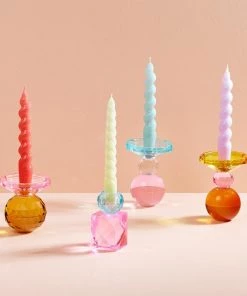 Miss Etoile Crystal Candle Holder Amber Yellow & Pink Bohemian Dream