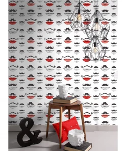 Mind The Gap Moustache And Lips Wallpaper