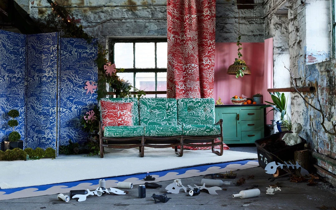 The Monkey Puzzle Tree New 'All Tomorrow's Futures' Ocean Blue Linen By Alexis Snell 7 The Monkey Puzzle Tree New 'All Tomorrow's Futures' Ocean Blue Linen By Alexis Snell