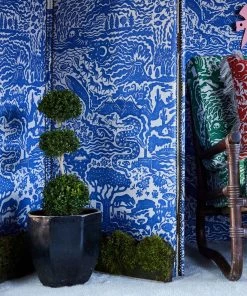 The Monkey Puzzle Tree New 'All Tomorrow's Futures' Ocean Blue Linen By Alexis Snell