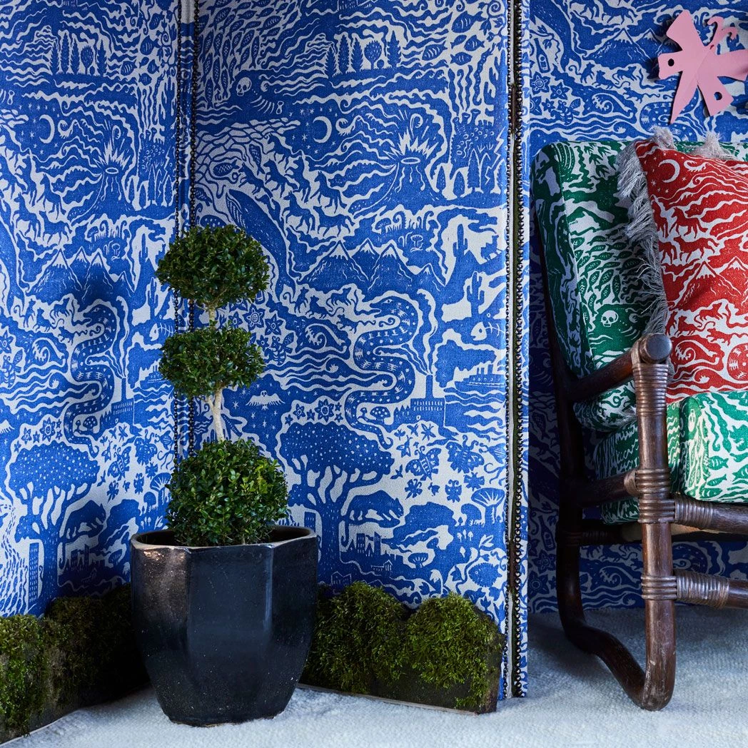 The Monkey Puzzle Tree New 'All Tomorrow's Futures' Ocean Blue Linen By Alexis Snell 4 The Monkey Puzzle Tree New 'All Tomorrow's Futures' Ocean Blue Linen By Alexis Snell