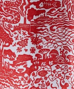 The Monkey Puzzle Tree 'All Tomorrow's Futures' Lobster Orange Linen By Alexis Snell