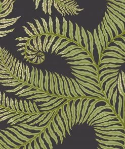 Josephine Munsey Bombe's Fernery Wallpaper In Dark Grey & Green