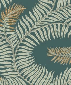 Josephine Munsey Les Jardins Royaux Bombe's Fernery Wallpaper In Teal & Orange