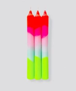 Pink Stories New Neon Taper Candles Lollipop Trees - Set Of 3