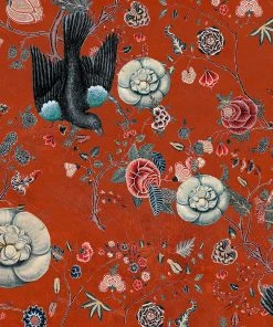 Les Jardins Royaux Mind The Gap Nomad Linen Fabric, Black Bird