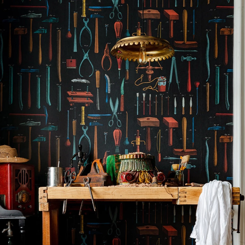 Mind The Gap Old Tools Anthracite Wallpaper Wallpaper & Paint 4 Mind The Gap Old Tools Anthracite Wallpaper Wallpaper & Paint