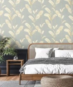 Brand Mckenzie Bohemian Dream Pampas Grass Wallpaper, Cornflower Blue