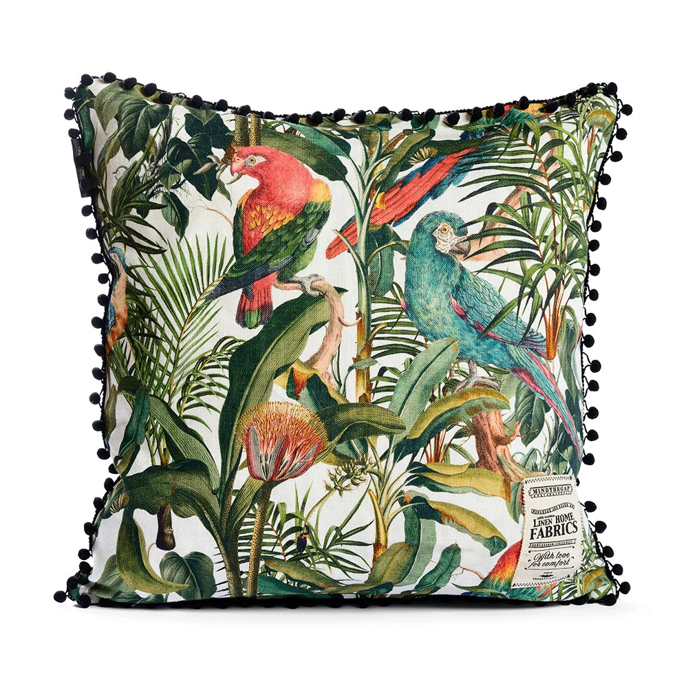 Mind The Gap Parrots Of Brazil Linen Cushion Havana Tropicana 3 Mind The Gap Parrots Of Brazil Linen Cushion Havana Tropicana