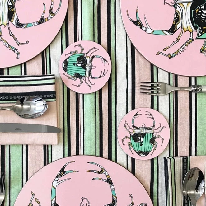 Bell Hutley Coasters Set Of Six - Tiger Lilly New 4 Bell Hutley Coasters Set Of Six - Tiger Lilly New