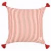 Mind The Gap Rhubarb Stripe Linen Cushion Blue Skies Ahead