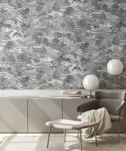 Brand Mckenzie Rice Terrace Wallpaper, Black And White Indigena