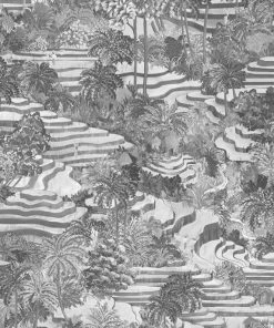Brand Mckenzie Rice Terrace Wallpaper, Black And White Indigena