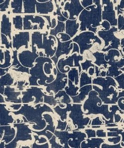 Mind The Gap Royal Hunting Navy Blue Wallpaper Les Jardins Royaux
