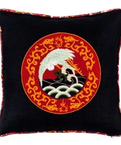 Mind The Gap Indigena Asian Crane / Uzbek Ikat Embroidered Cushion