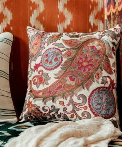 Mind The Gap New Woodstock Samarkand Suzani Silk Embroidered Cushion