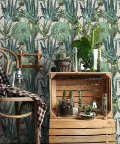 Mind The Gap Havana Tropicana Succulentus Anthracite Wallpaper