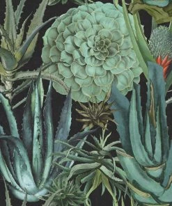 Mind The Gap Havana Tropicana Succulentus Anthracite Wallpaper