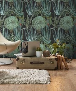 Mind The Gap Havana Tropicana Succulentus Anthracite Wallpaper