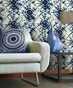 Mind The Gap Blue Skies Ahead Shibori Swirls Wallpaper