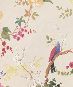 BN Fiore Heron Print Wallpaper Pink Rose & Thorn