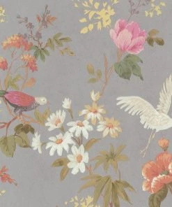 BN Fiore Heron Print Wallpaper Dove Rose & Thorn