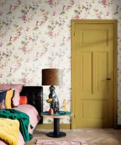 BN Fiore Heron Print Wallpaper Pink Rose & Thorn