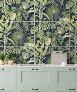 Brand Mckenzie The Green House Wallpaper, Midnight Blue