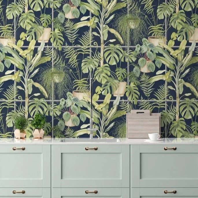 Brand Mckenzie The Green House Wallpaper, Midnight Blue 4 Brand Mckenzie The Green House Wallpaper, Midnight Blue