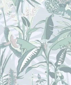 Brand Mckenzie The Tropics Wallpaper - Mint Green Bohemian Dream