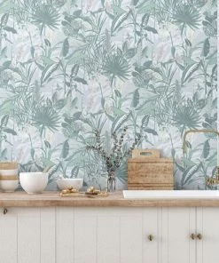 Brand Mckenzie The Tropics Wallpaper - Mint Green Bohemian Dream