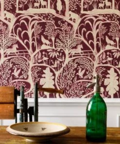 Mind The Gap The Enchanted Woodland Red Wallpaper Folk Couture
