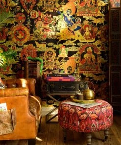 Mind The Gap Tibetan Tapestry Metallic Wallpaper Wallpaper & Paint