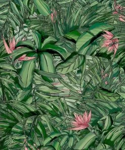 Brand Mckenzie Tropical Forest Forest Wallpaper, Dark Green & Pink Wallpaper & Paint 7 Brand Mckenzie Tropical Forest Forest Wallpaper, Dark Green & Pink Wallpaper & Paint