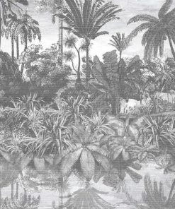 Brand Mckenzie Wallpaper & Paint Tropical Reflections Wallpaper, Black & White