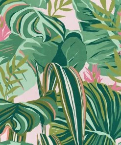 Mind The Gap Memphis To Miami Tropical Foliage Anthracite Wallpaper