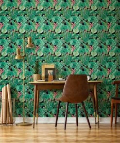 Mind The Gap Memphis To Miami Tropical Foliage Anthracite Wallpaper