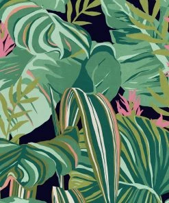 Mind The Gap Memphis To Miami Tropical Foliage Pink Wallpaper