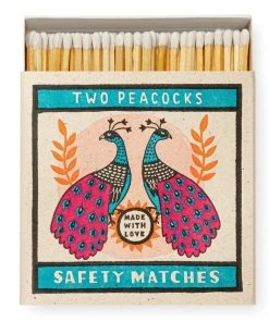Archivist Gallery Two Peacocks Luxury Match Box Square