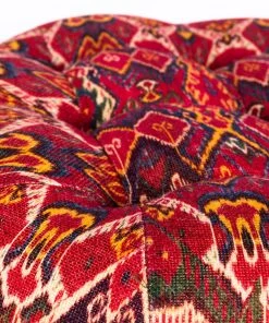 Mind The Gap Indigena Fez Tufted Stool - Uzbek Ikat Linen
