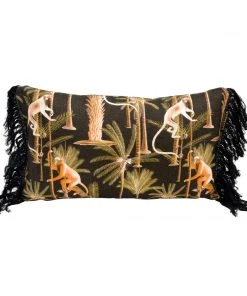 Mind The Gap Barbados Anthracite Linen Cushion Small Havana Tropicana
