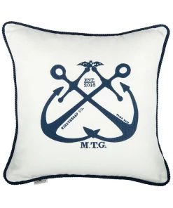 Mind The Gap Vintage Anchors Linen Embroidered Cushion